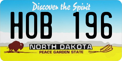 ND license plate HOB196