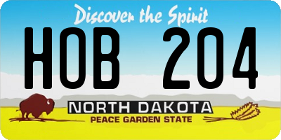 ND license plate HOB204
