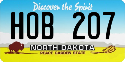 ND license plate HOB207