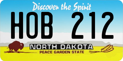 ND license plate HOB212