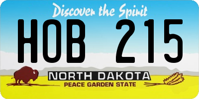 ND license plate HOB215