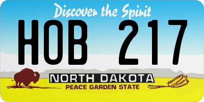 ND license plate HOB217