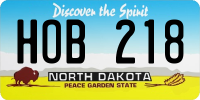 ND license plate HOB218