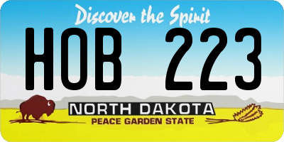 ND license plate HOB223
