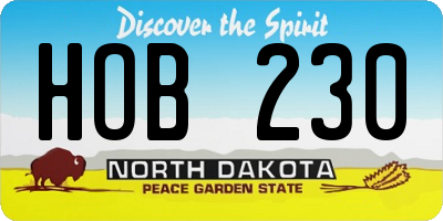 ND license plate HOB230