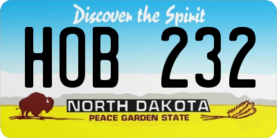 ND license plate HOB232
