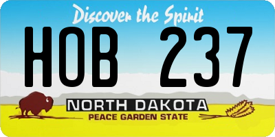 ND license plate HOB237