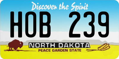 ND license plate HOB239