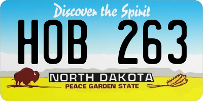 ND license plate HOB263