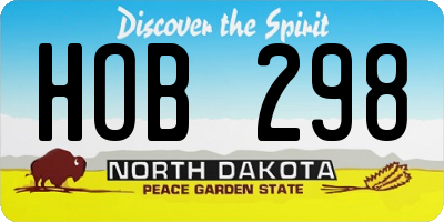 ND license plate HOB298