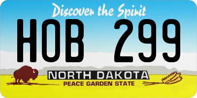 ND license plate HOB299