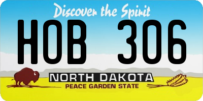 ND license plate HOB306