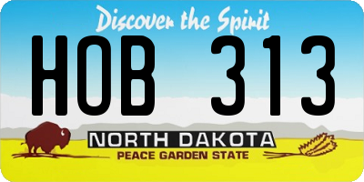 ND license plate HOB313