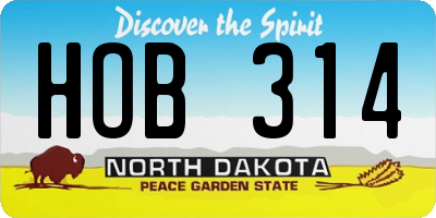 ND license plate HOB314