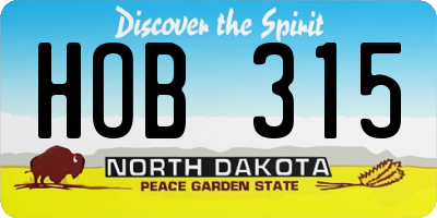 ND license plate HOB315