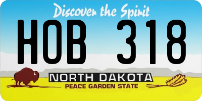 ND license plate HOB318