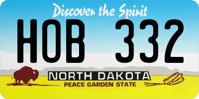 ND license plate HOB332