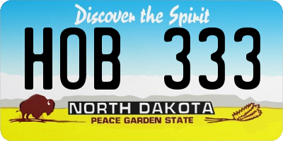 ND license plate HOB333