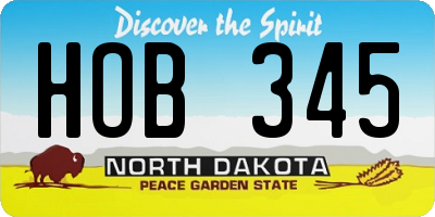 ND license plate HOB345