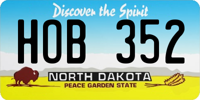 ND license plate HOB352