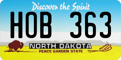 ND license plate HOB363