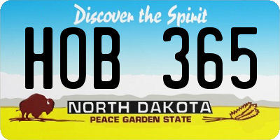ND license plate HOB365