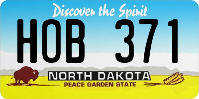 ND license plate HOB371