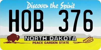 ND license plate HOB376