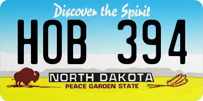 ND license plate HOB394