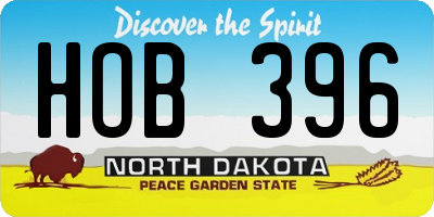 ND license plate HOB396
