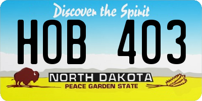 ND license plate HOB403