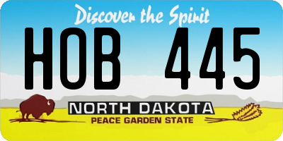ND license plate HOB445