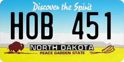 ND license plate HOB451