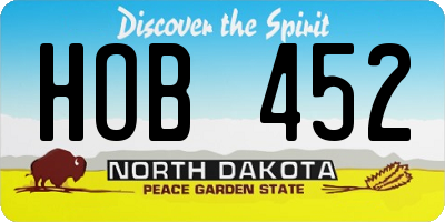 ND license plate HOB452