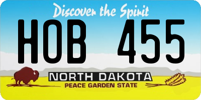 ND license plate HOB455