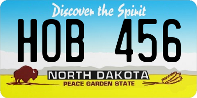 ND license plate HOB456