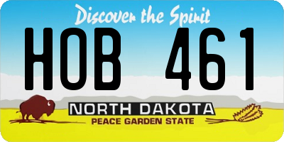 ND license plate HOB461