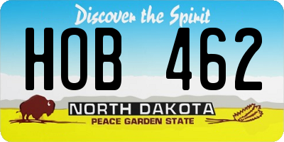 ND license plate HOB462
