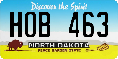 ND license plate HOB463