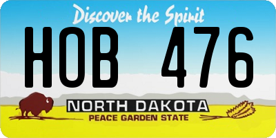 ND license plate HOB476
