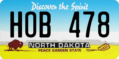 ND license plate HOB478