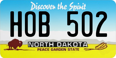ND license plate HOB502