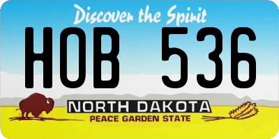 ND license plate HOB536