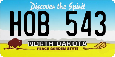 ND license plate HOB543