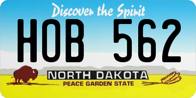 ND license plate HOB562