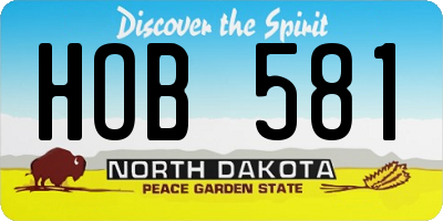 ND license plate HOB581