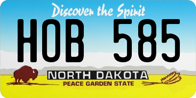 ND license plate HOB585