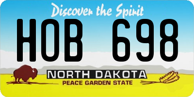 ND license plate HOB698