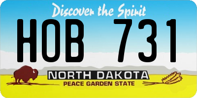 ND license plate HOB731