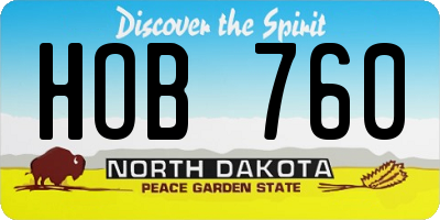 ND license plate HOB760